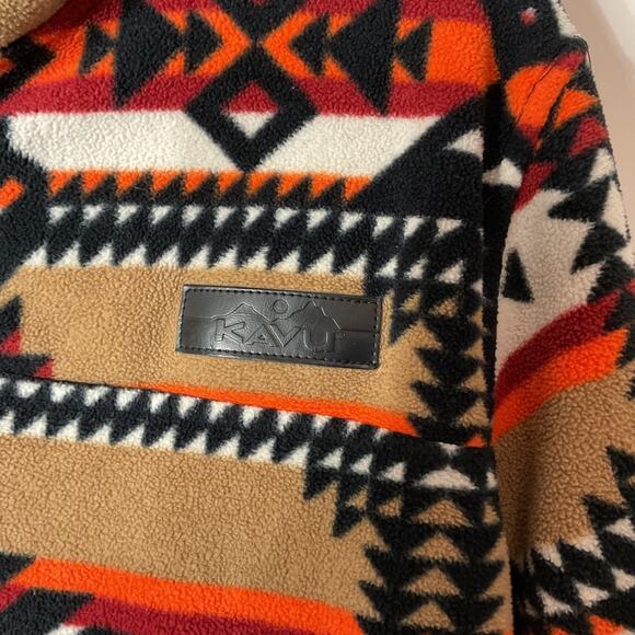 Kava Cavanaugh Fleece Aztec/Geometric Pattern Zip Pockets Pullover Jacket M - Picture 3 of 6